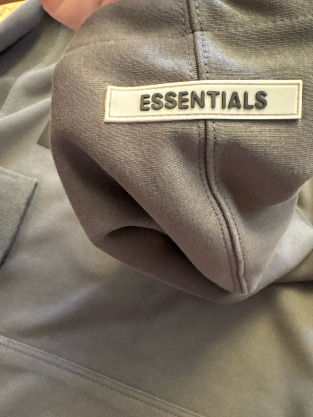 Essentials Fear of God Hoodie in Charcoal Gray with Reflective Black Logo